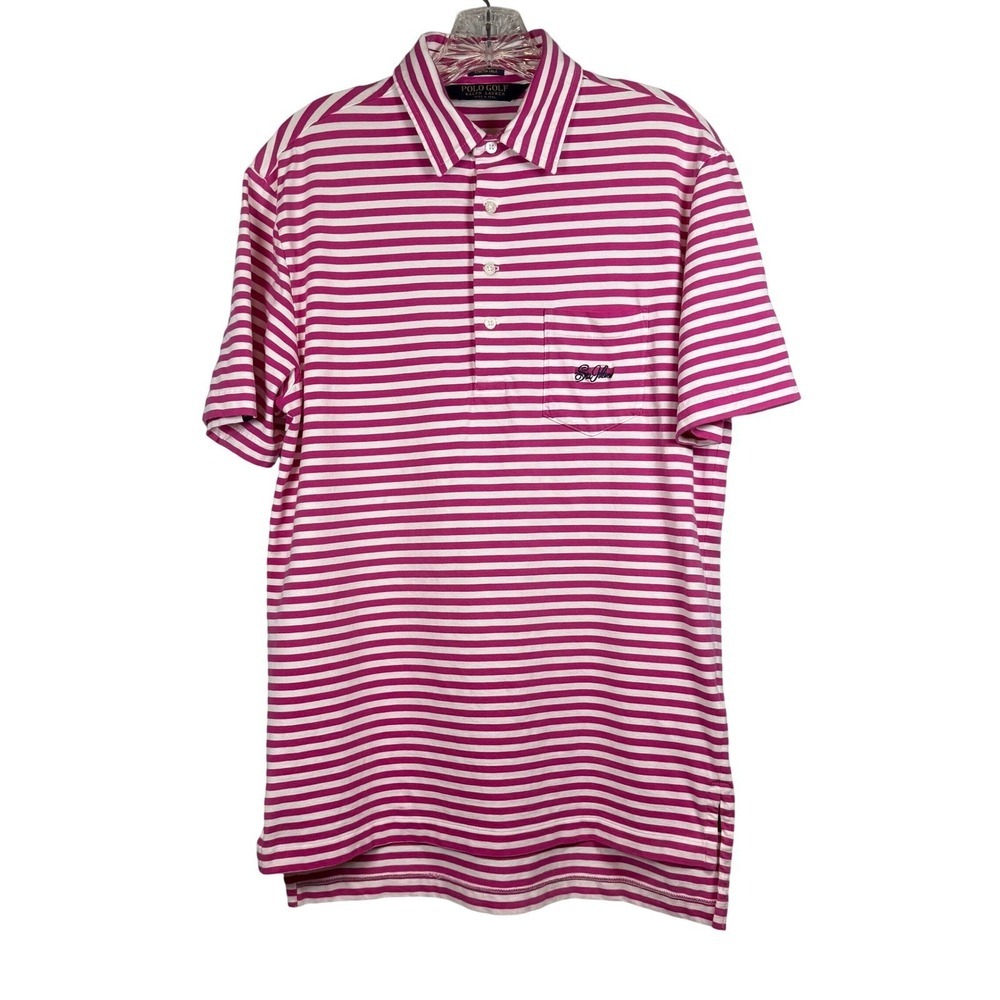 POLO GOLF Ralph Lauren Polo, Stretch Lisle, Sea Isle Course Magenta/White, Small